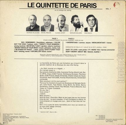 [Pochette de You do something to me (Le QUINTETTE DE PARIS) - verso]