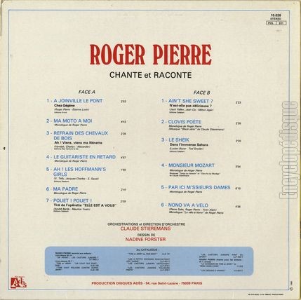 [Pochette de Roger Pierre chante et raconte (Roger PIERRE) - verso]