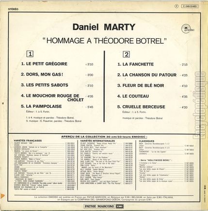 [Pochette de Hommage  Thodore Botrel (Daniel MARTY) - verso]