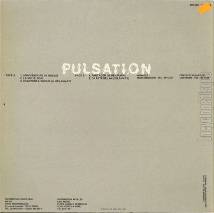 [Pochette de Anniversaire / La vie / Chantons l’amour… (PULSATION) - verso]