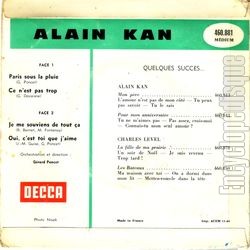 [Pochette de Paris sous la pluie (Alain KAN) - verso]