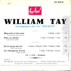 [Pochette de Mon rve, c’est vous (William TAY) - verso]