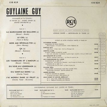 [Pochette de La marchande de ballons, Le ciel, a… (Guylaine GUY) - verso]