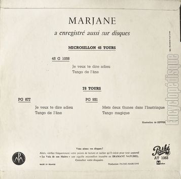 [Pochette de Les grands succs (MARJANE) - verso]