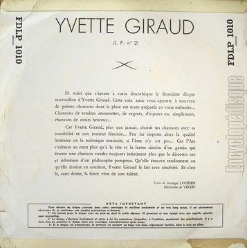 [Pochette de Bonsoir chri, Th pour deux, Une robe valsait… (Yvette GIRAUD) - verso]