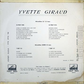 [Pochette de Mes grands succs - rcital n 3 (Yvette GIRAUD) - verso]