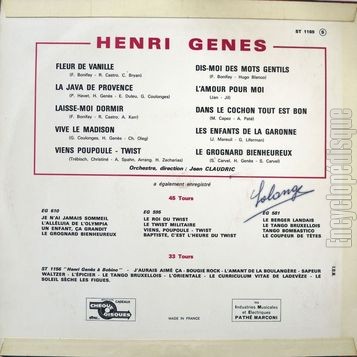 [Pochette de Fleur de vanille, Viens Poupoule, L’amour pour moi… (Henri GNS) - verso]