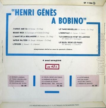 [Pochette de  Bobino (Henri GNS) - verso]