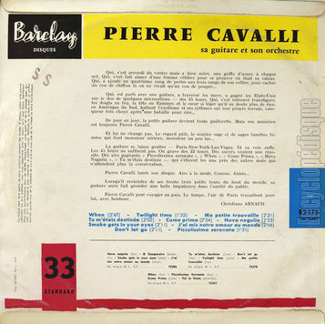 [Pochette de When, Tu m’tais destine, Come prima… (Pierre CAVALLI) - verso]