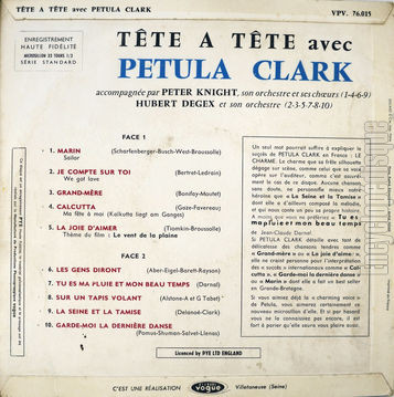 [Pochette de Tte  tte avec… (Petula CLARK) - verso]