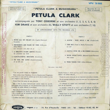 [Pochette de  Musicorama (Petula CLARK) - verso]