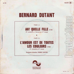 [Pochette de Ah ! Quelle fille (Bernard DUTANT) - verso]