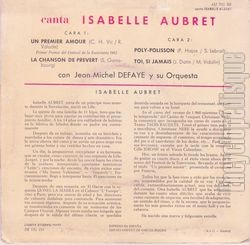 [Pochette de Un premier amour (Isabelle AUBRET) - verso]