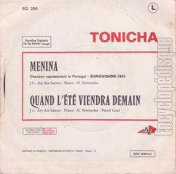 [Pochette de TONICHA -  Menina  (Les FRANCOPHILES) - verso]