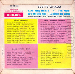 [Pochette de Papa aime maman (Yvette GIRAUD) - verso]