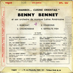 [Pochette de Mambos cuisine orientale (Benny BENNET et son orchestre de musique latine amricaine) - verso]