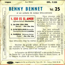 [Pochette de Eso es el amor - vol. 25 (Benny BENNET) - verso]