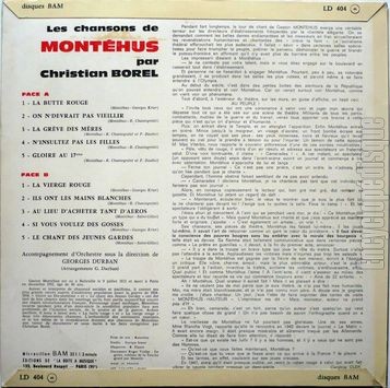 [Pochette de Les chansons de Monthus (Christian BOREL) - verso]