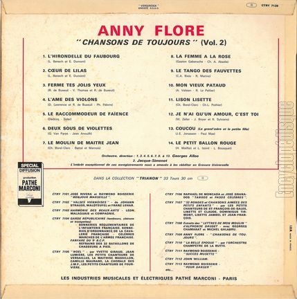 [Pochette de Chansons de toujours (Anny FLORE) - verso]