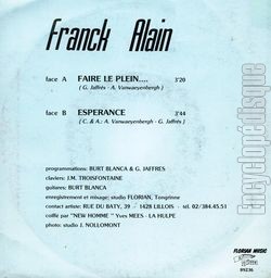 [Pochette de Faire le plein… (Franck ALAIN) - verso]