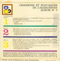 [Pochette de Quand revient la nuit (CHANSONS ET PLAY-BACKS DE L’ALSACIENNE) - verso]