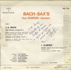 [Pochette de Bach-sax (Guy BORDIER SEXTET) - verso]