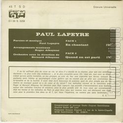 [Pochette de En chantant (Paul LAPEYRE) - verso]