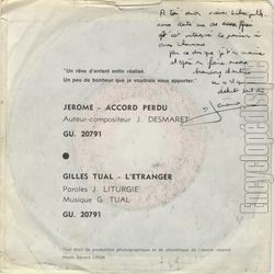 [Pochette de Accord perdu (JRME / Gilles TUAL) - verso]