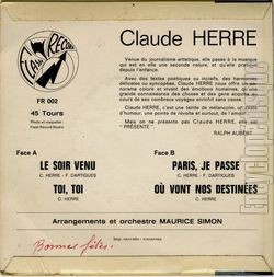 [Pochette de Le soir venu (Claude HERRE) - verso]