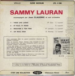 [Pochette de Verse une larme (Sammy LAURAN) - verso]