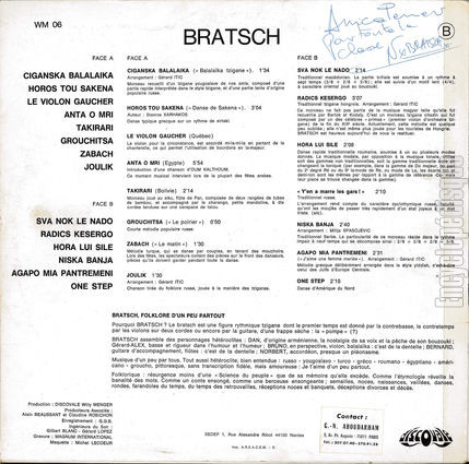 [Pochette de Musiques de partout (BRATSCH) - verso]