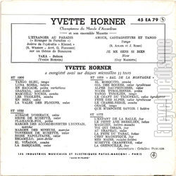 [Pochette de L’tranger au paradis (Yvette HORNER) - verso]