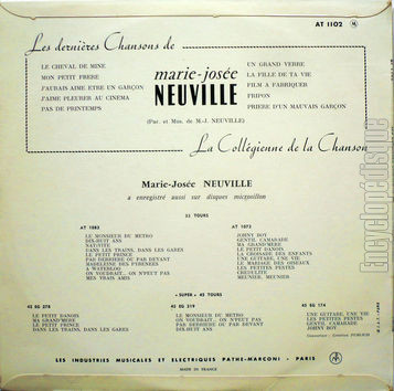 [Pochette de Les dernires chansons de… (Marie-Jose NEUVILLE) - verso]