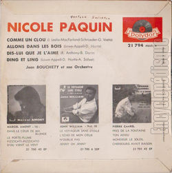 [Pochette de Comme un clou (Nicole PAQUIN) - verso]