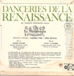 [Pochette de Danceries de la renaissance (DOCUMENT) - verso]