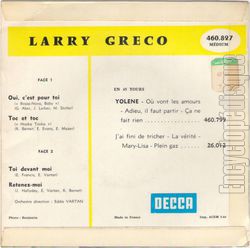 [Pochette de Oui, c’est pour toi (Larry GRCO) - verso]