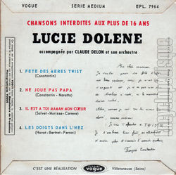 [Pochette de Chansons interdites aux plus de 16 ans (Lucie DOLNE) - verso]