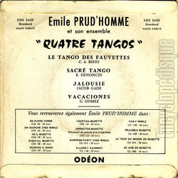 [Pochette de 4 tangos (mile PRUD’HOMME) - verso]