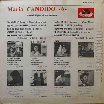 [Pochette de Ton adieu, Al di la, Perdido… - 6 (Maria CANDIDO) - verso]