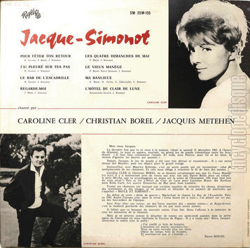 [Pochette de Chantent Jacque-Simonot (Caroline CLER et Christian BOREL) - verso]