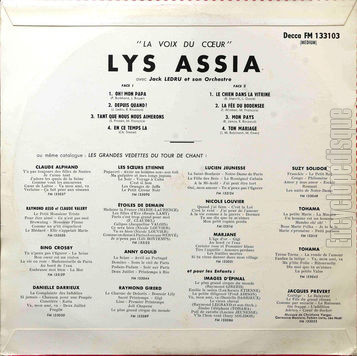 [Pochette de Oh ! mon Papa, Mon pays, Ton mariage… (Lys ASSIA) - verso]