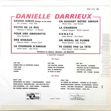 [Pochette de Savoir aimer, Des oiseaux, Sonata… (Danielle DARRIEUX) - verso]