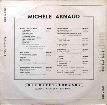 [Pochette de Volume 2 (Michle ARNAUD) - verso]