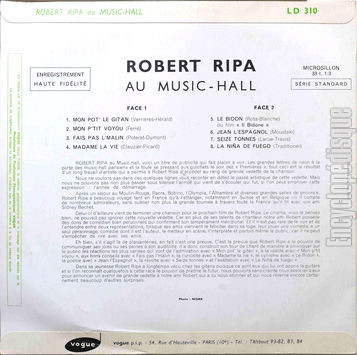 [Pochette de Au music-hall (Robert RIPA) - verso]