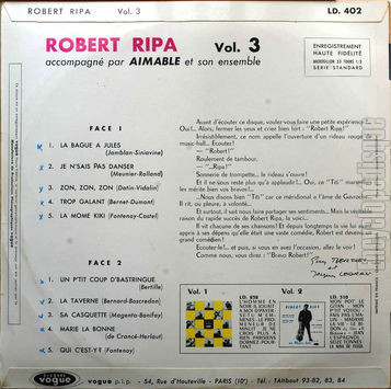 [Pochette de Vol. 3 (Robert RIPA) - verso]