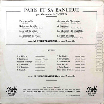 [Pochette de Paris et sa banlieue (Germaine MONTERO) - verso]