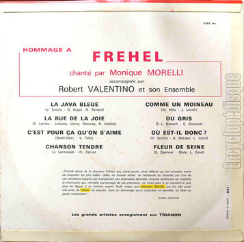 [Pochette de Hommage  Frhel (Monique MORELLI) - verso]