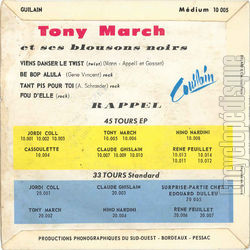 [Pochette de Viens danser le twist (Tony MARCH) - verso]