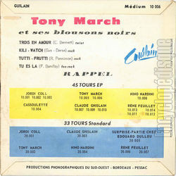 [Pochette de Trois en amour (Tony MARCH) - verso]