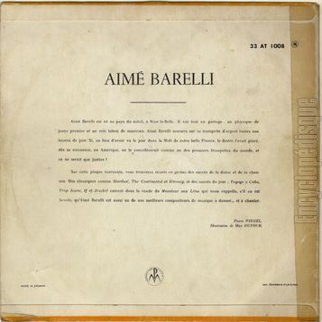 [Pochette de Trop jeune, Si le ciel, Siboney… (Aim BARELLI) - verso]